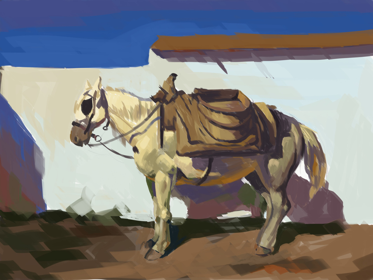 Моё повторение картины Поленова "Белая лошадка. Нормандия"