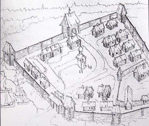 Так выглядел Сургут на заре своего существования. Рисунок неизвестного чертежника.  