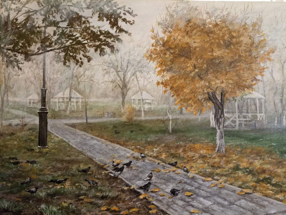 "Туманное утро", Н. Швецова, масло/холст, 40*50см