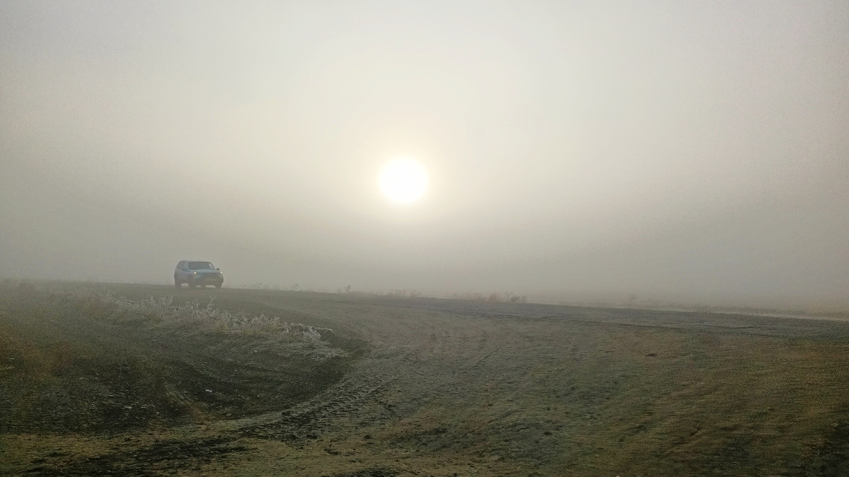 Утро туманное в станице Арпачин Ростовской области.