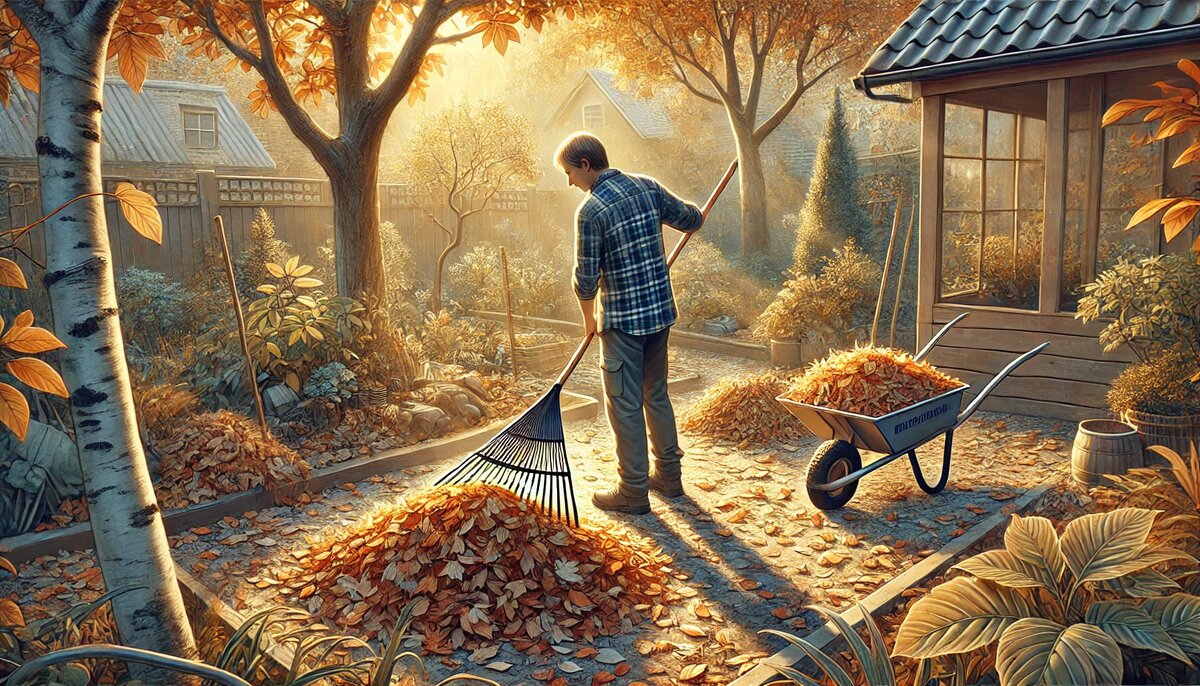 Уборка опавших листьев