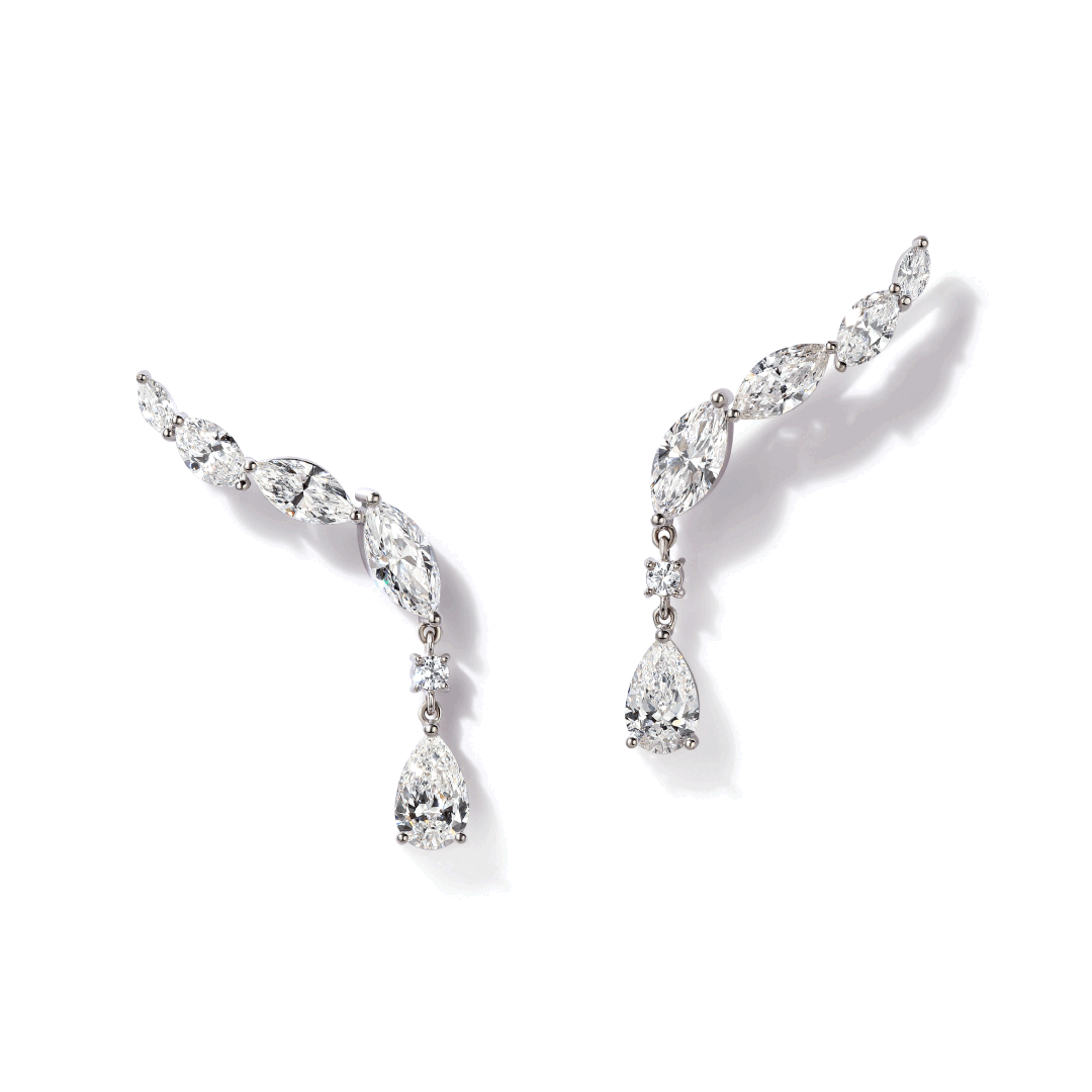 Кольцо с бриллиантом огранки сердце, подвеска с танзанитом огранки октагон, серьги с маркизами, серьги клаймберы самолетики, кольцо с танзанитом