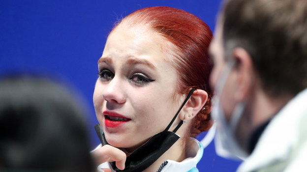    Александра Трусова на Олимпиаде в Пекине.Дарья Исаева