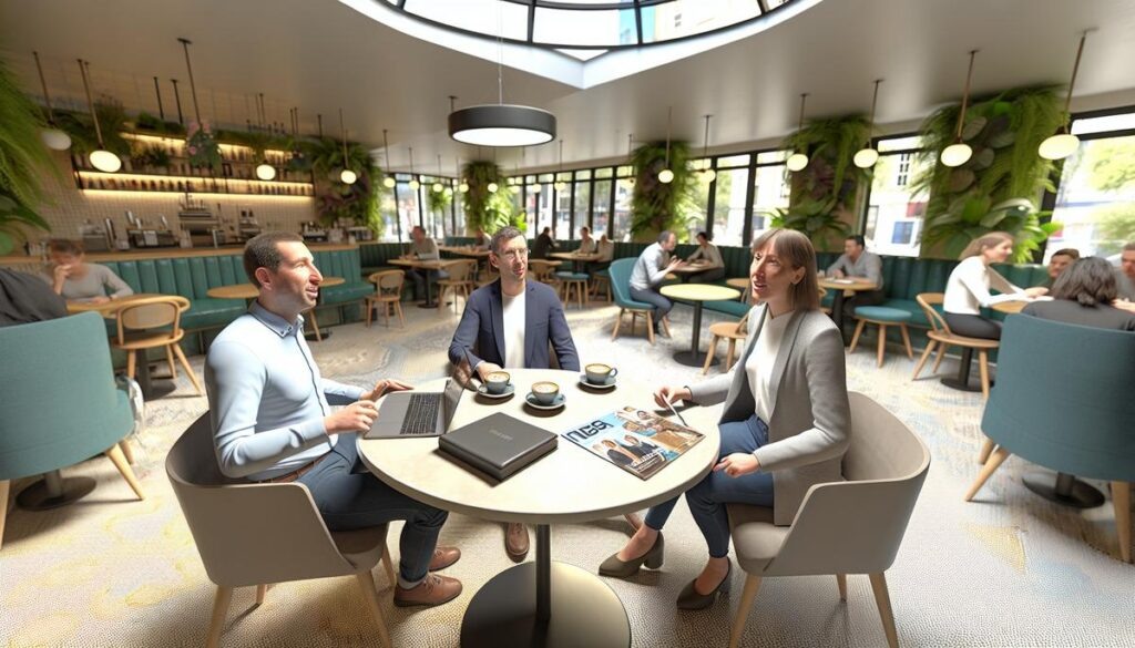    Дружеская беседа в кафе о просторах автоматизации