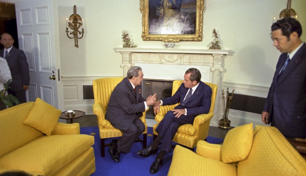    Переговоры с президентом США Ричардом Никсоном в Белом доме. 1973 год. / Фото: РИА Новости