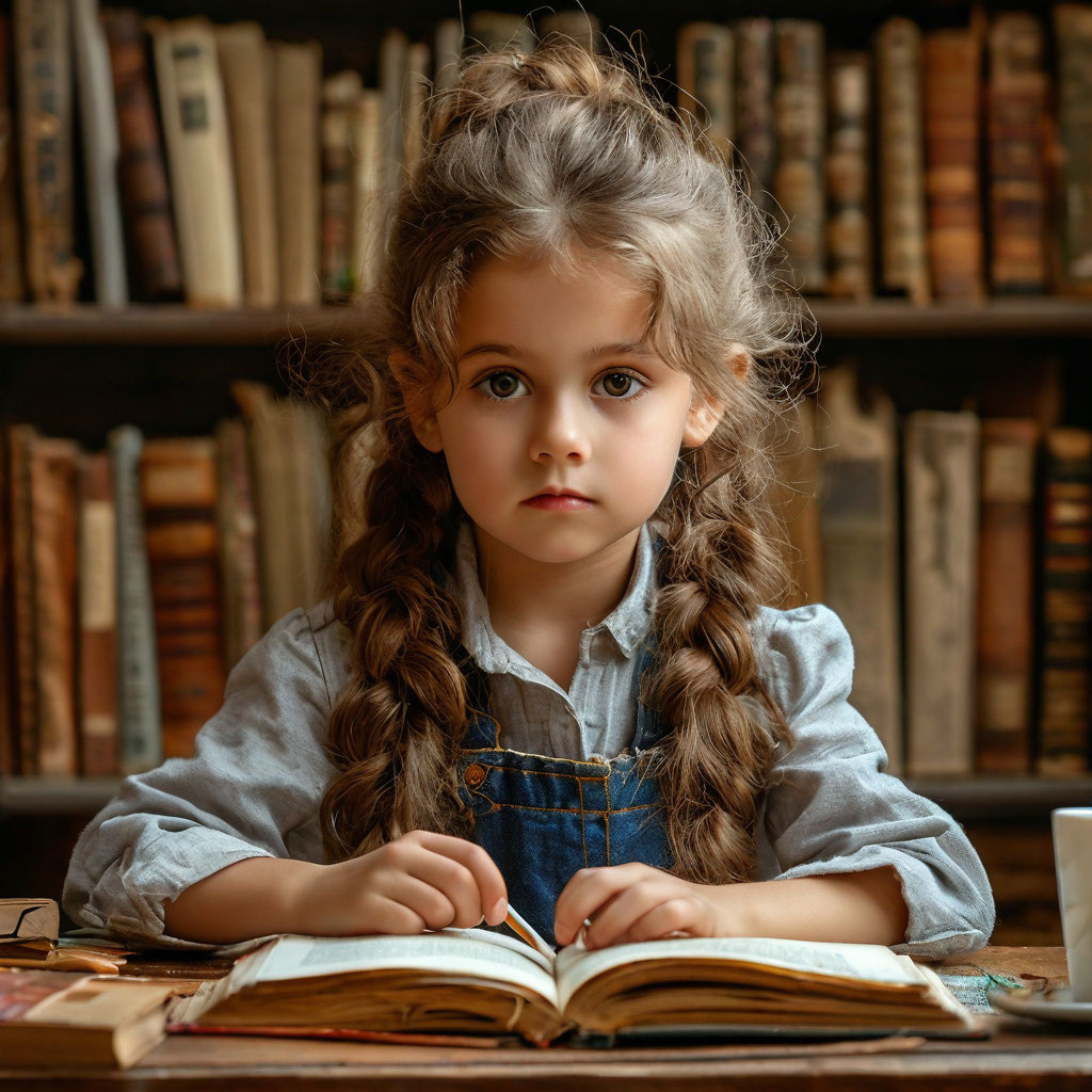 девочка за выыполнением домашки - Шедеврум.