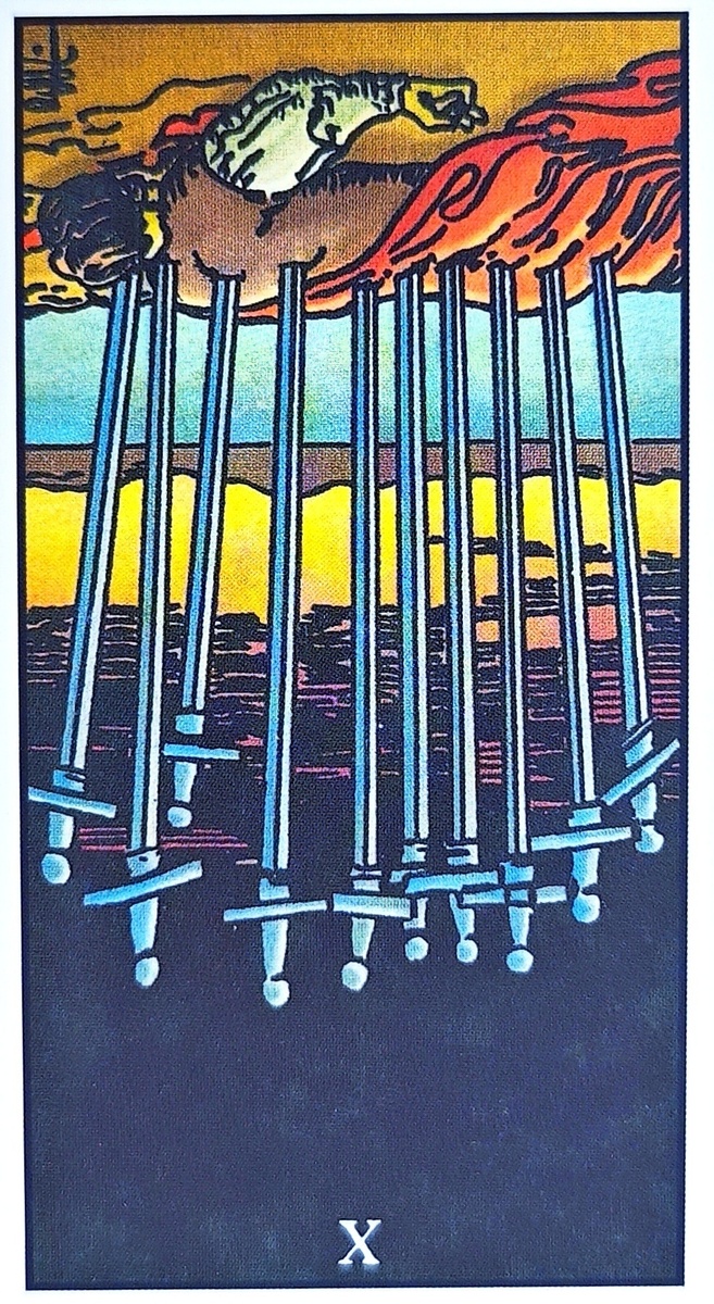 Десятка мечей. Перевëрнутая карта. 

