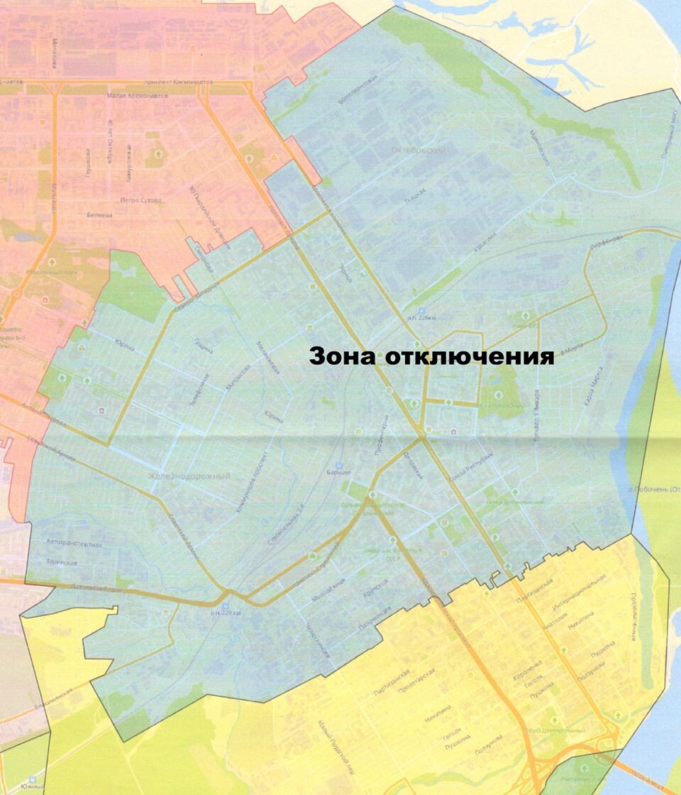    Зона отключения. Источник: Росводоканал Барнаул
