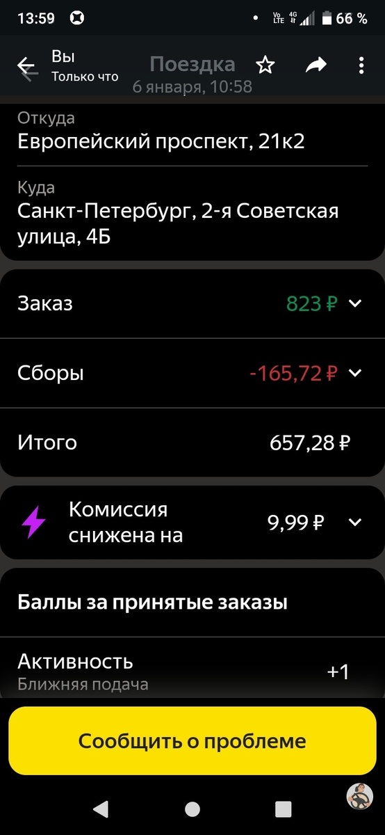 Пример заказа с повышенным спросом, в котором Яндекс снижает комиссию