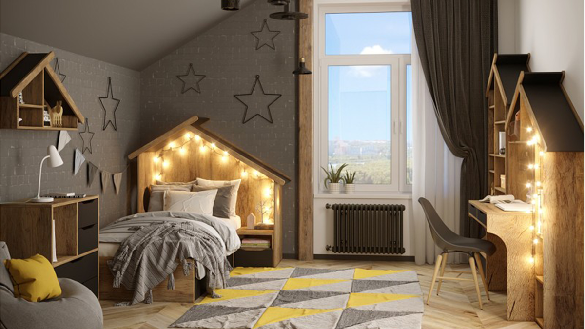 Мебель в детскую комнату с древесной текстурой / Детская мебель с древесной текстурой