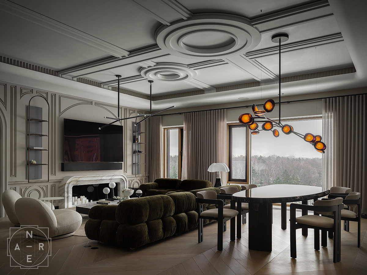 “Blue Queen. 2023 г. Anre Architects. Гостиная”.