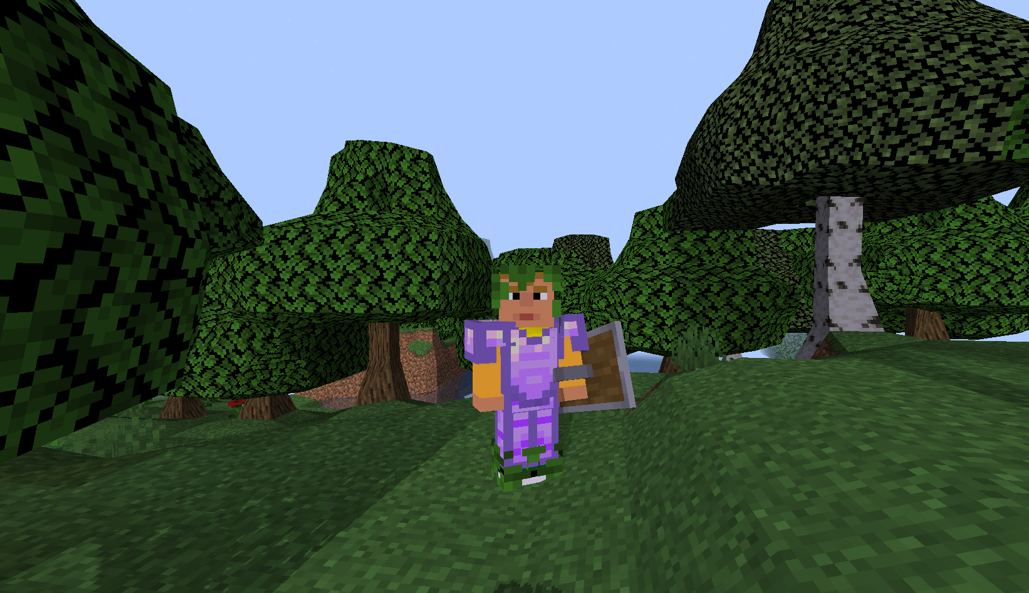 Стив в лесу. Яблоки уже собрал. Скриншот моего сына.