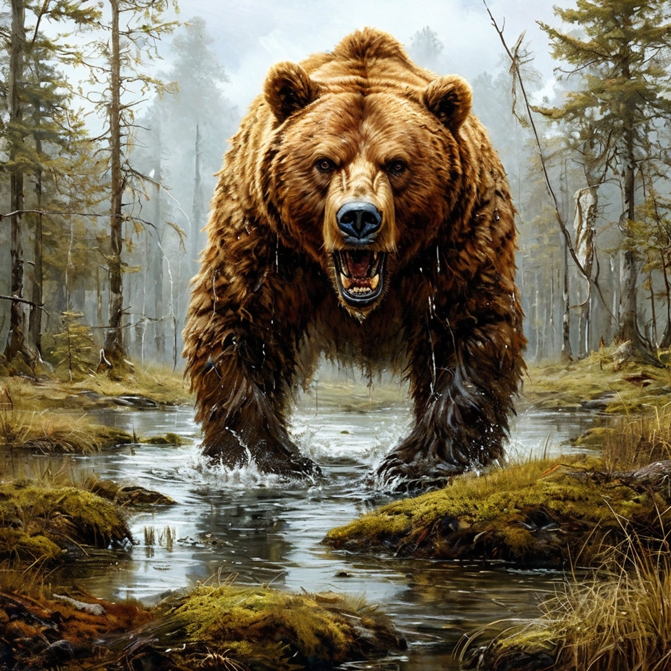 Медведь - это сила и мощь, свирепость, достоинство и таинственность дикой природы. Когда он открывает свой пасть, вы увидите огромные клыки. Они будто пронзают нас тайной о древней энергии, космосе, вселенной и пробуждают в нас трепет-страх, восхищение-почтение и интригу. И мы осознаём сложность первозданной жизни, где каждая минута – испытание, и только самые сильные выживают.