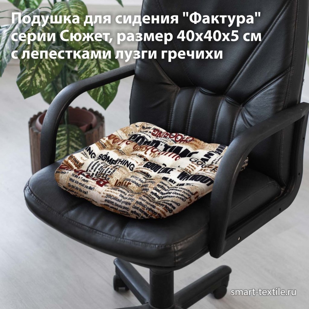 Подушка для сидения "Фактура", размер 40х40 см, наполнитель лузга гречихи