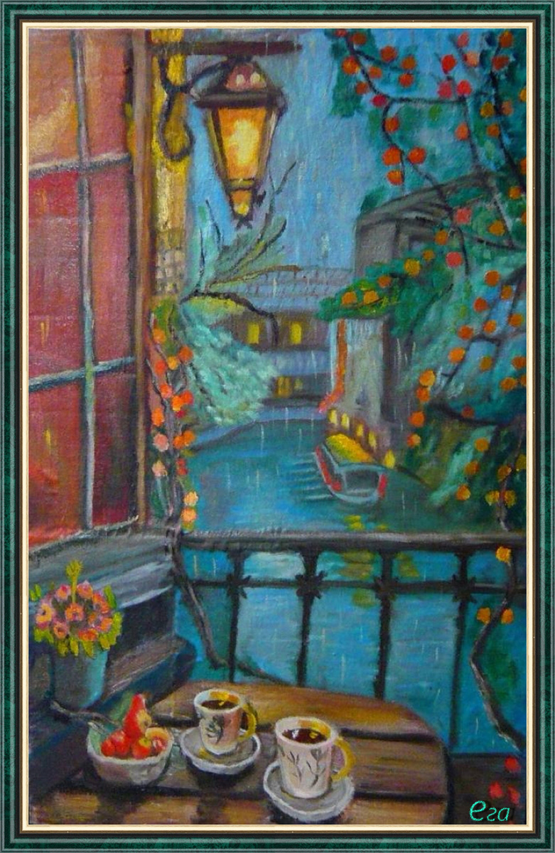 Масло, самодельнй холст на картоне. Размер 35 на 70 см.