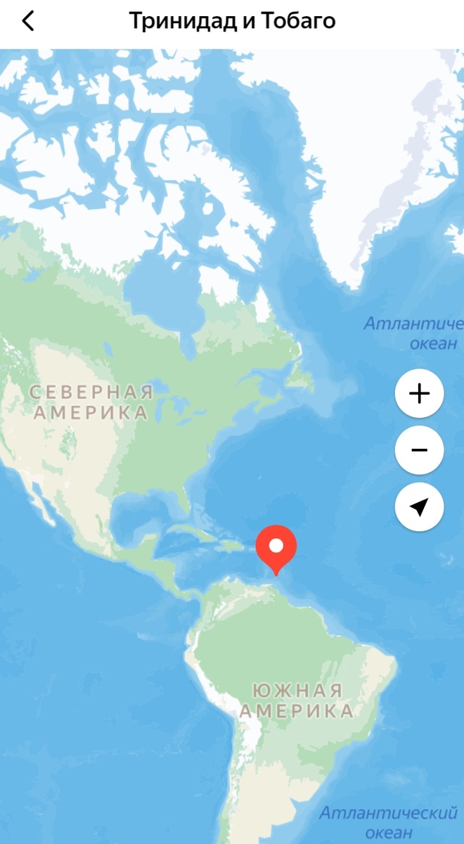Государство Тринидад и Тобаго на континентальной карте.