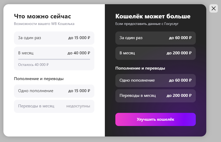 Покупатели не знают, что вб кошелек имеет ограничения на пополнеие, снятие и оплату заказов.