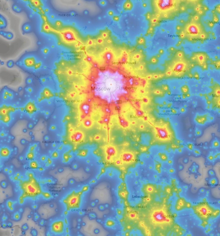 Карта светового загрязнения