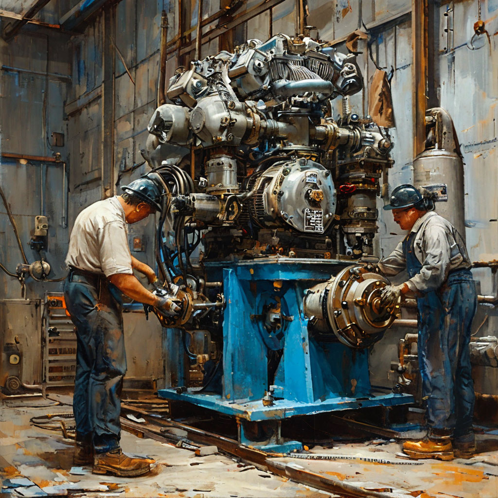 Изображение нейросети на тему "Ошибки при эксплуатации винтовых компрессоров"