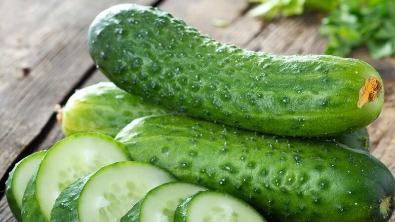 Выращенный огурец на даче ОВОЩ