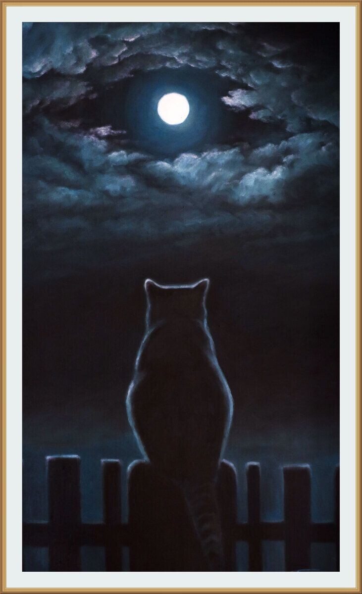 КАРТИНА художника АРКАДИЯ БАБИЧА под названием " Чандра пуджа ( Разговор с Луной ) холст, масло, 60х90, 2021 год