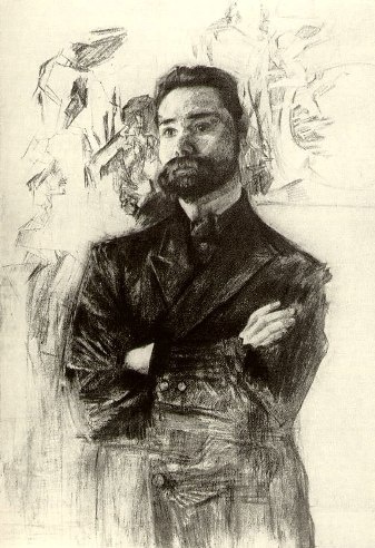 Портрет Брюсова работы Врубеля. 1906. Взято отсюда: https://literatura5.narod.ru/brusov_1910.html