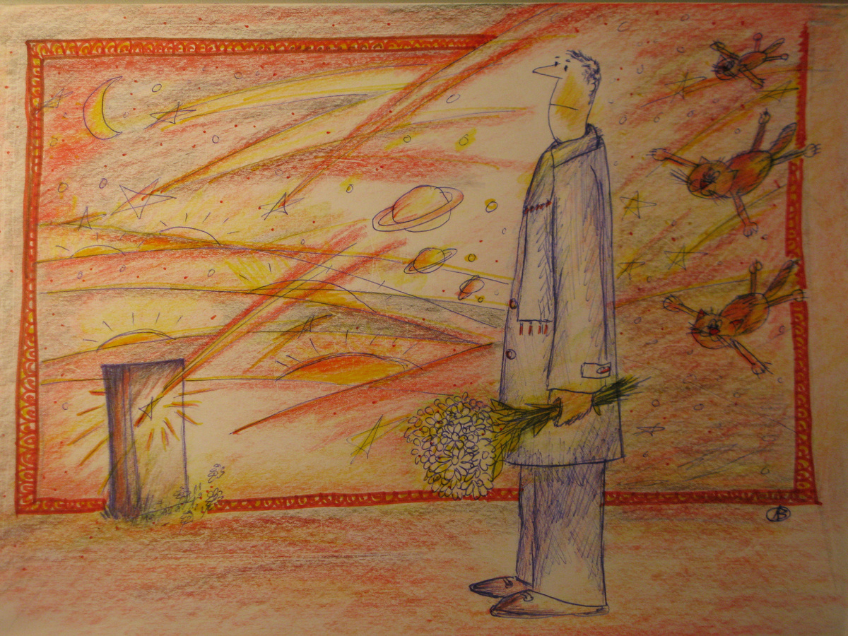 Никитин в Космосе видит то, чего никто не видит. Рисунок авттора.