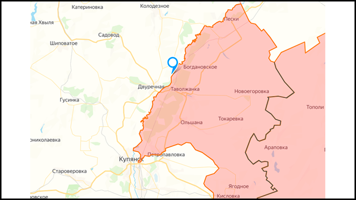    Плацдарм у Новомлынска отмечен синим маркером. Сможет ли группировка "Запад" его удержать, станет понятно в ближайшие дни. Скриншот: lostarmour.info