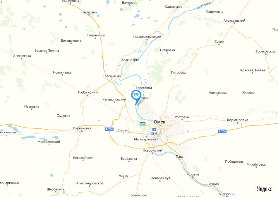 © yandex.ru/map-constructor (Красногорский гидроузел на карте. Его строительство началось еще в 2011 г., но затем было прервано, хотя завершить кампанию планировали не позднее 2016 г. Отношение к проекту в среде ученых и экологов неоднозначное. Одни считают, что без гидроузла не решить назревших проблем с обмелением реки. Другие полагают, что наличие плотины негативно скажется на экологии. Отдельные ученые уверяют, что если остановить разработку дна, тогда примерно через 15 лет уровень воды в реке стабилизируется сам собой)