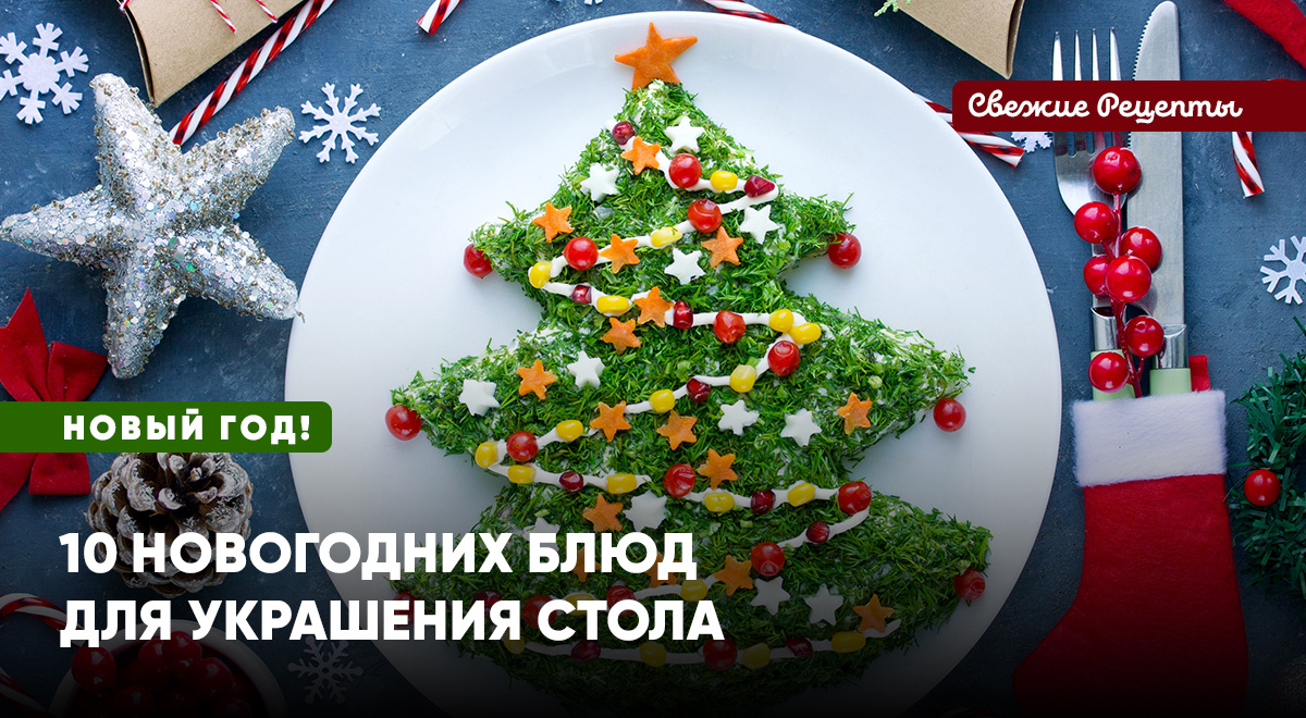 Закуски, салаты и десерты в форме ёлочек, снеговиков и рождественских венков