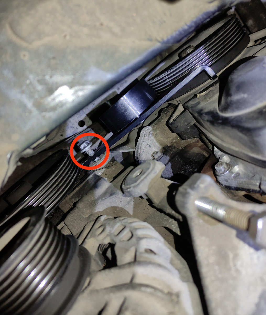 Фиксирующий болт. (Ролик откручен для удобства показа болта.)