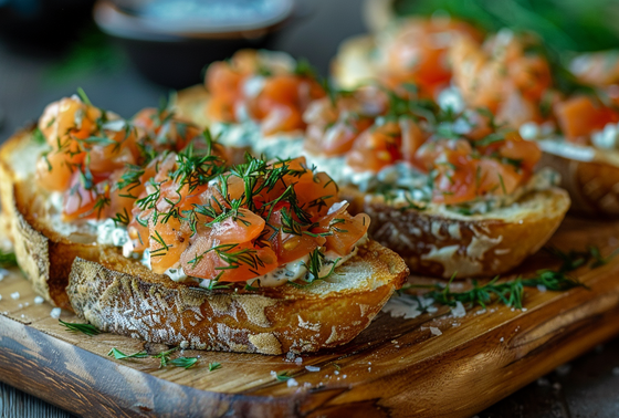   Бутерброды с творожным сыром и красной рыбой