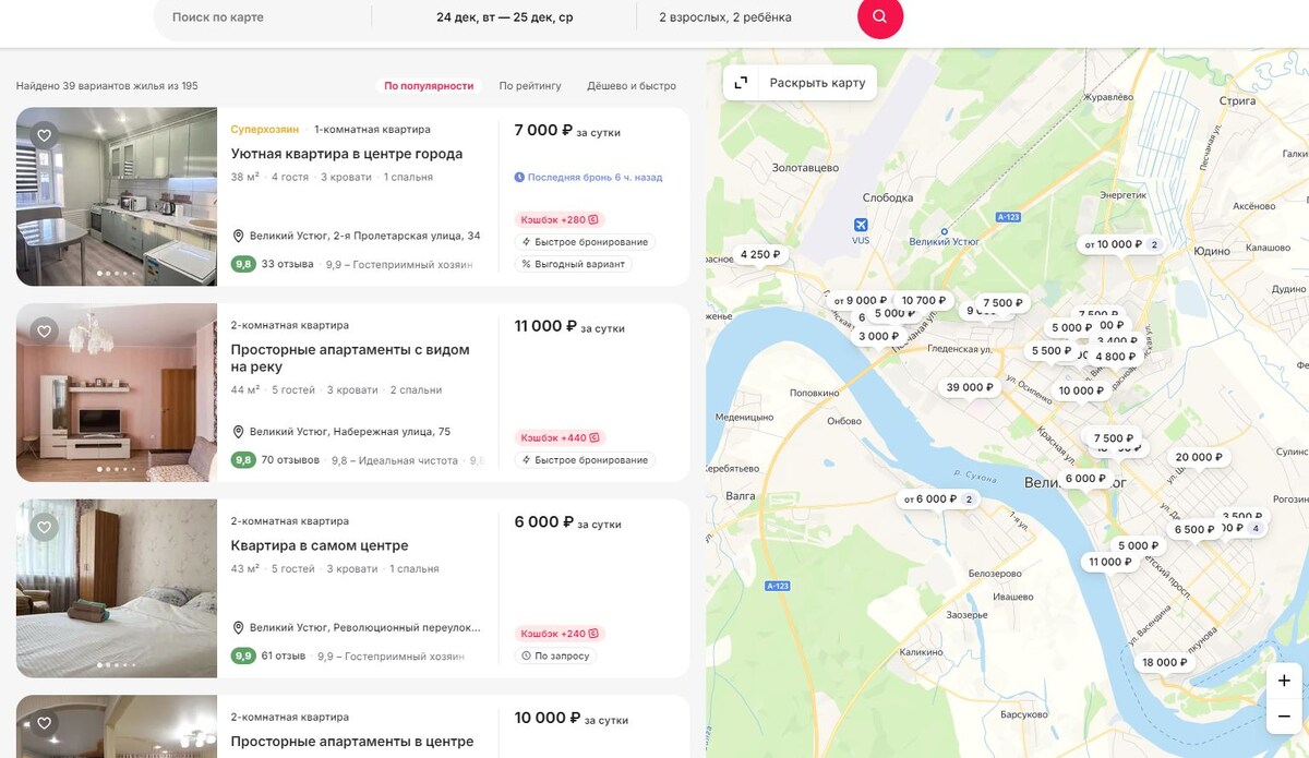 Стоимость жильё в Великим Устюгом - от 6 тысяч рублей за сутки.