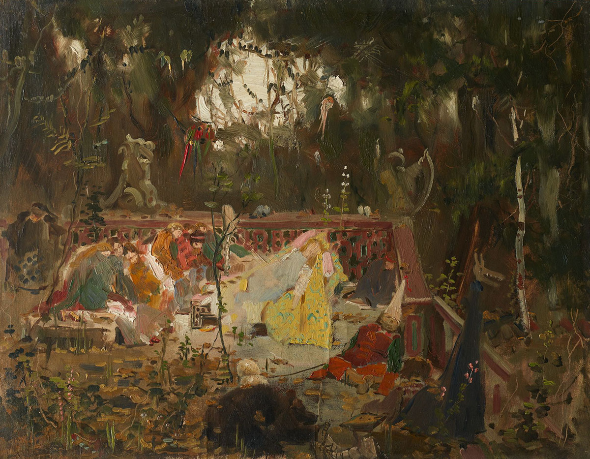 Виктор Васнецов. Спящая царевна. 1882. Эскиз. Картон, масло.
Государственная Третьяковская галерея