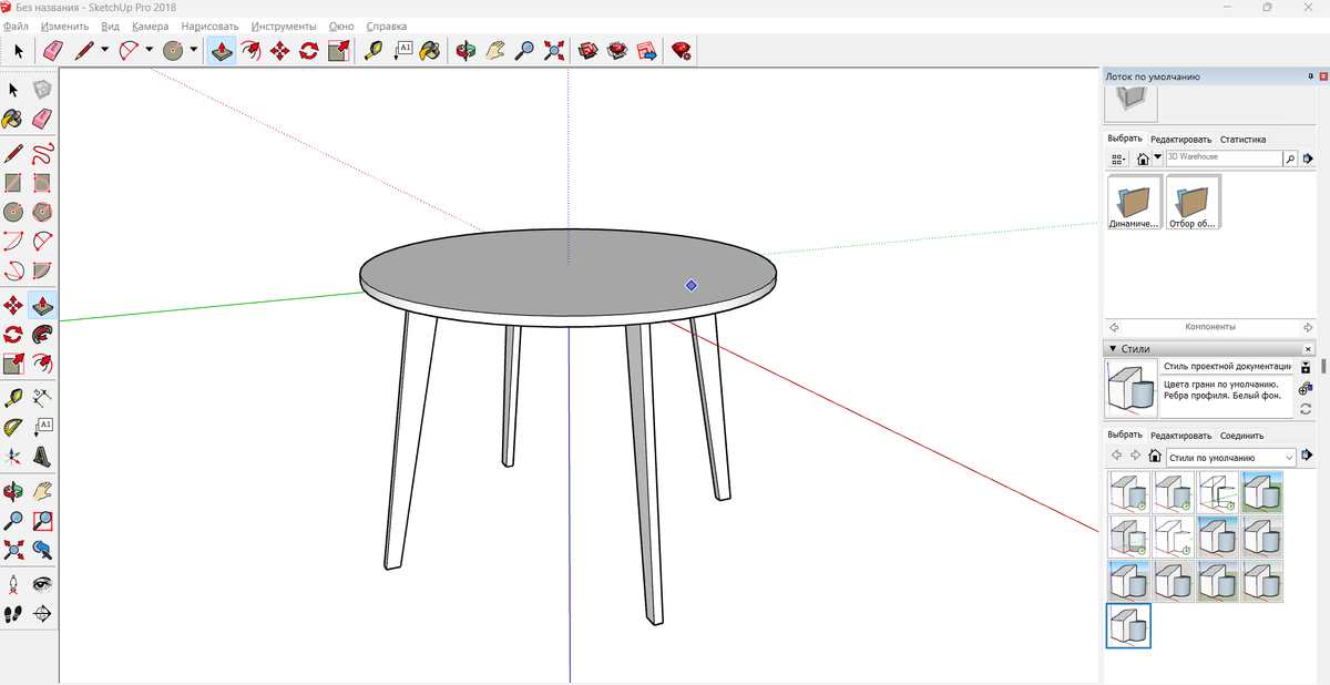 Эскиз стола, диаметр круга 100 мм.