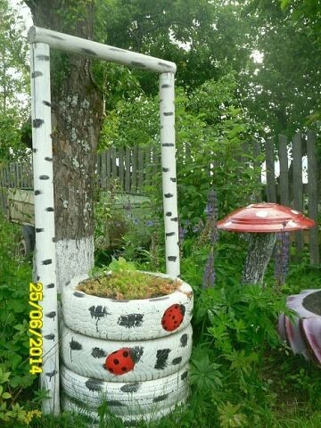 мой самодельный колодец из автомобильных шин и грибы. фото и композиция автора