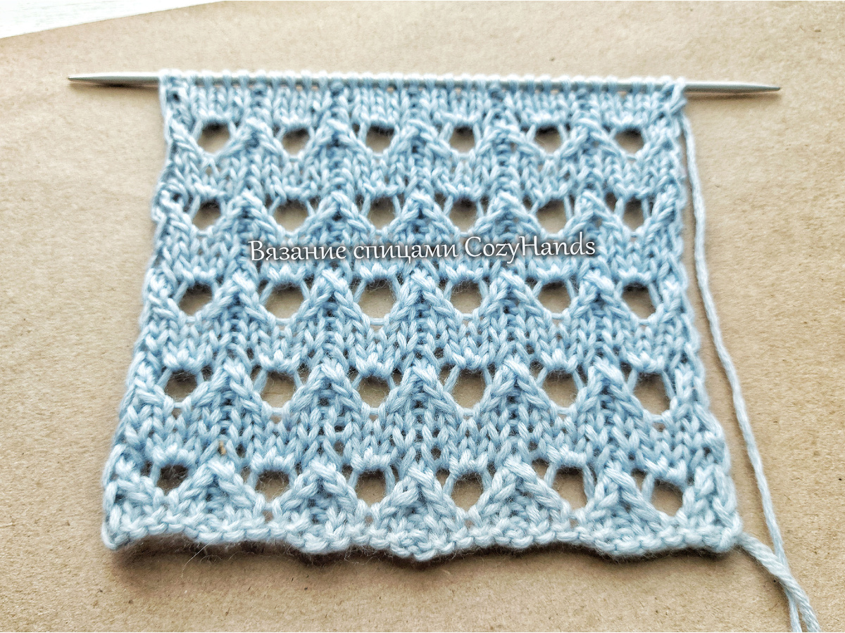 Эффектный ажурный узор для вязания топа, туники, сарафана, джемпера палантина