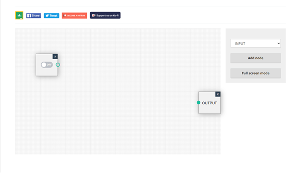Внешний вид онлайн-симулятора Logic Gate Simulator