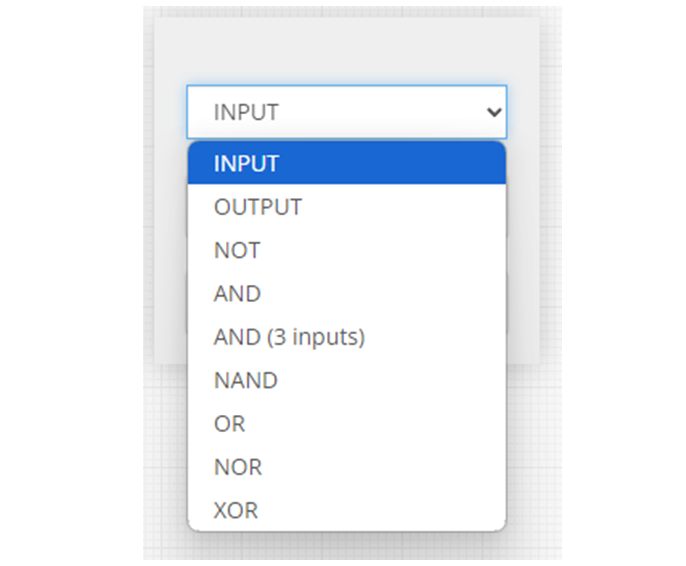 бщий список логических блоков онлайн-симулятора Logic Gate Simulator