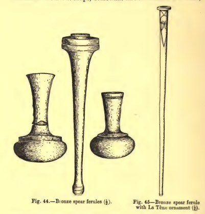 Подтоки копий, встречавшиеся в Ирландии (иллюстрация из работы G. Koffee "The Bronze Age in Ireland", 1918)