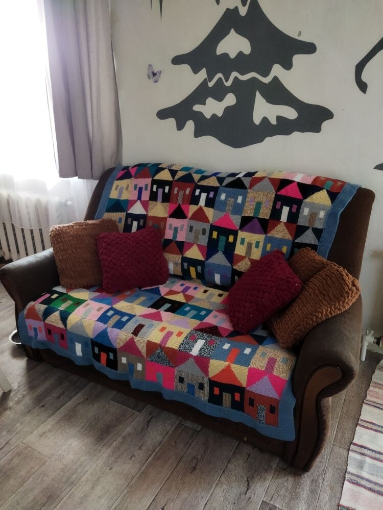 Плед с домиками