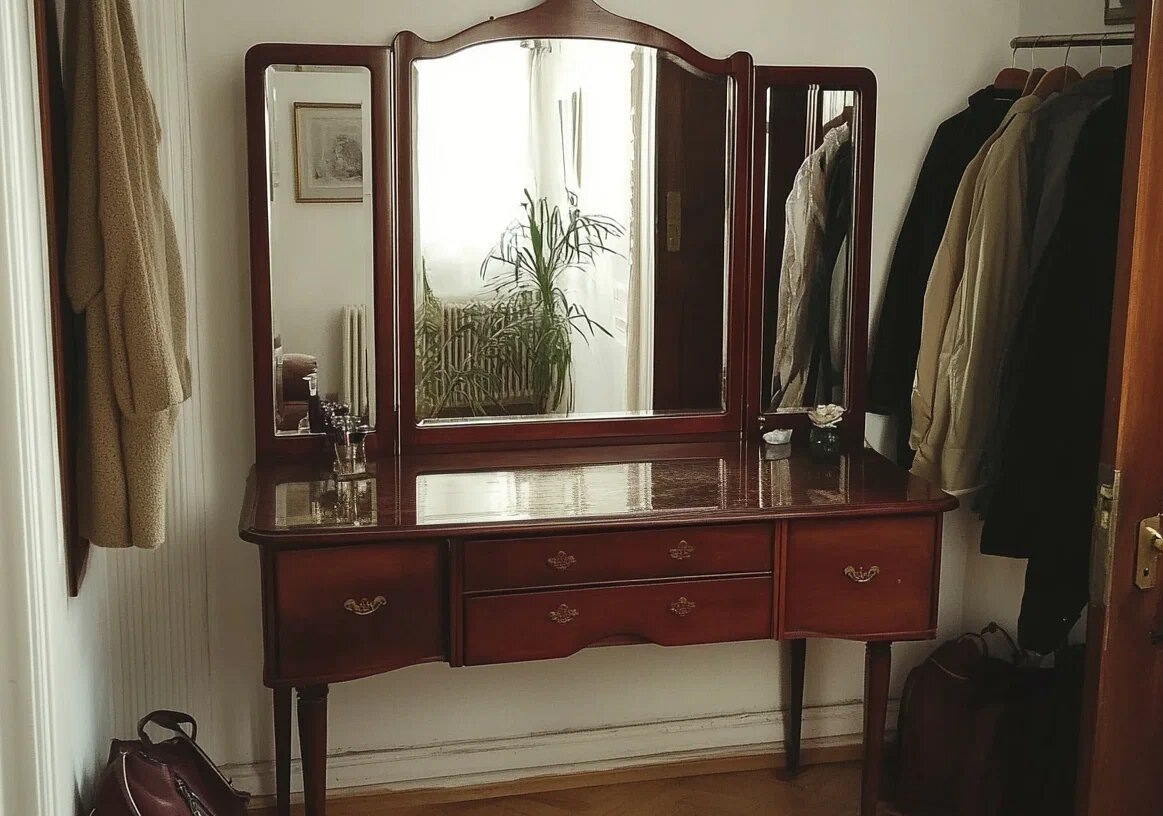 Трюмо из красного дерева в прихожей