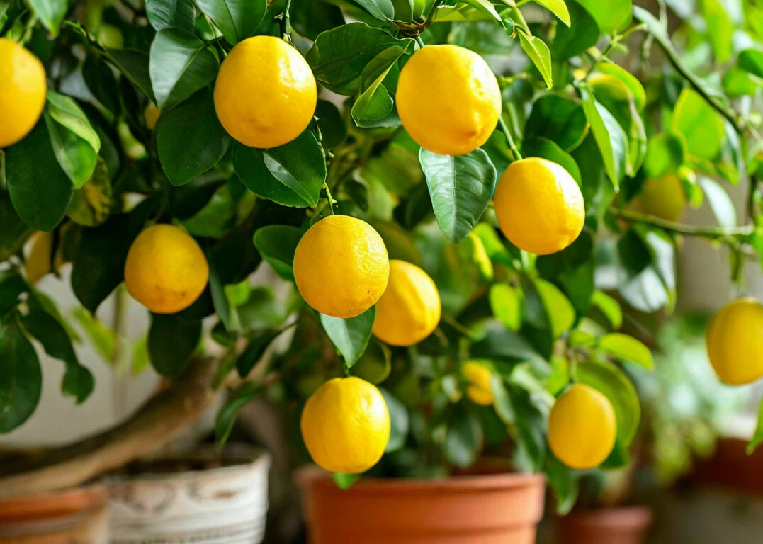 Лимонное дерево в горшке дома