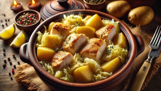    Готовим в горшочках: аппетитный картофель с капустой и куриным филе Виктория Шварц