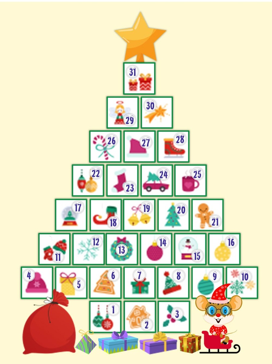 Ёлочка как основа детского адвент-календаря к Новому Году
