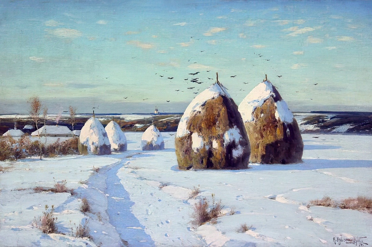 Крыжицкий К. Я. "Зимний пейзаж со стонами". 1894 год.