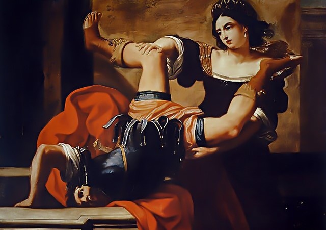 Тимоклея сталкивает обидчика в колодец