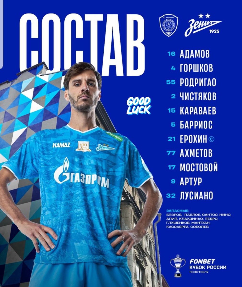 Наш состав на матч с его начала