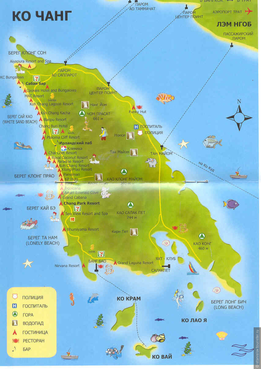 Карта острова Ко Чанг.
