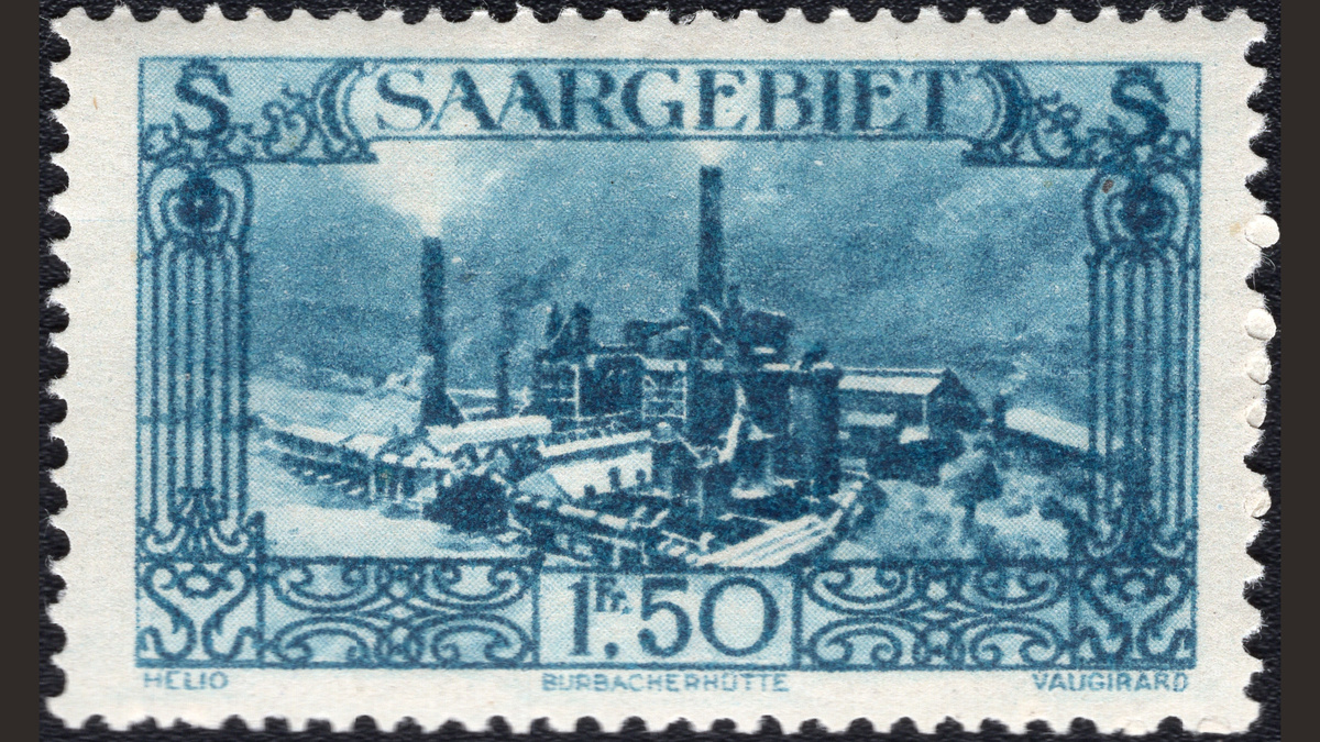 1. Германия. Саар, 1926 год, № 118. Металлургический завод. Пейзажные рисунки.